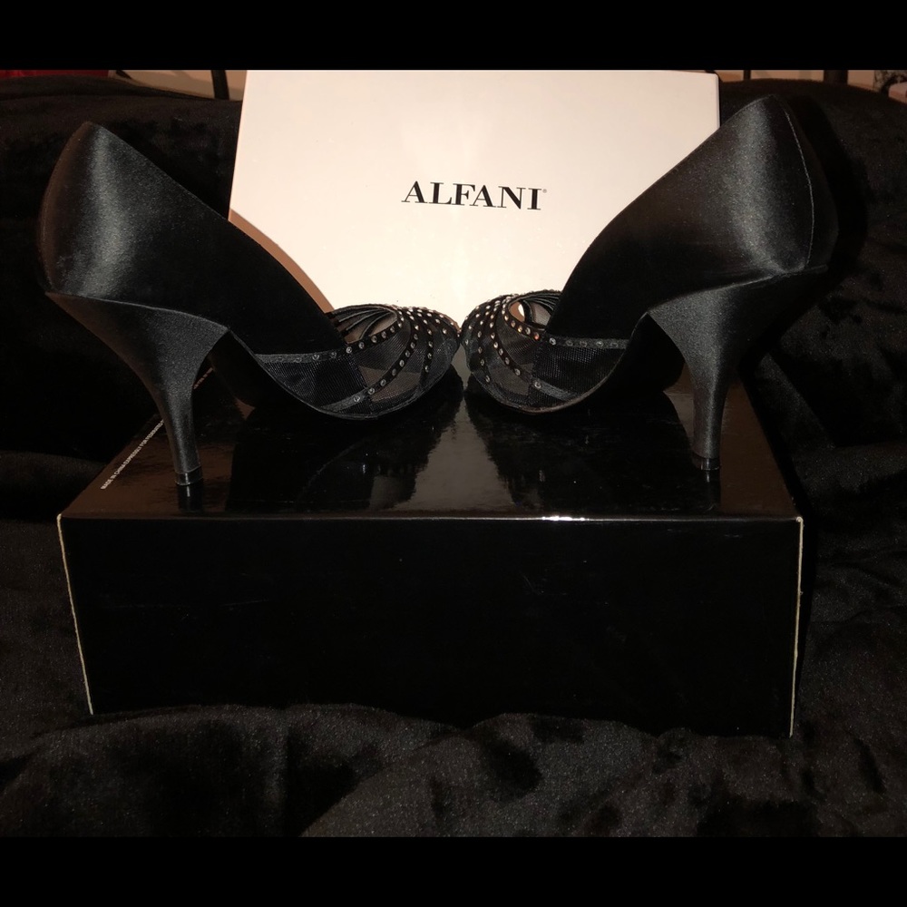 Alfani Satin and Rhinestone Peeptoe Heels - Picture 7 of 7